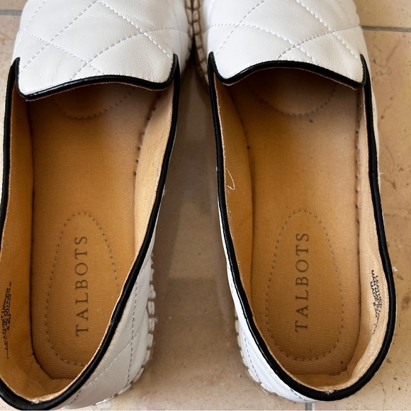 Talbots Women's Flats Size 8.5 White/Black Izzy Quilted Soft Nappa Espadrille - Picture 7 of 10